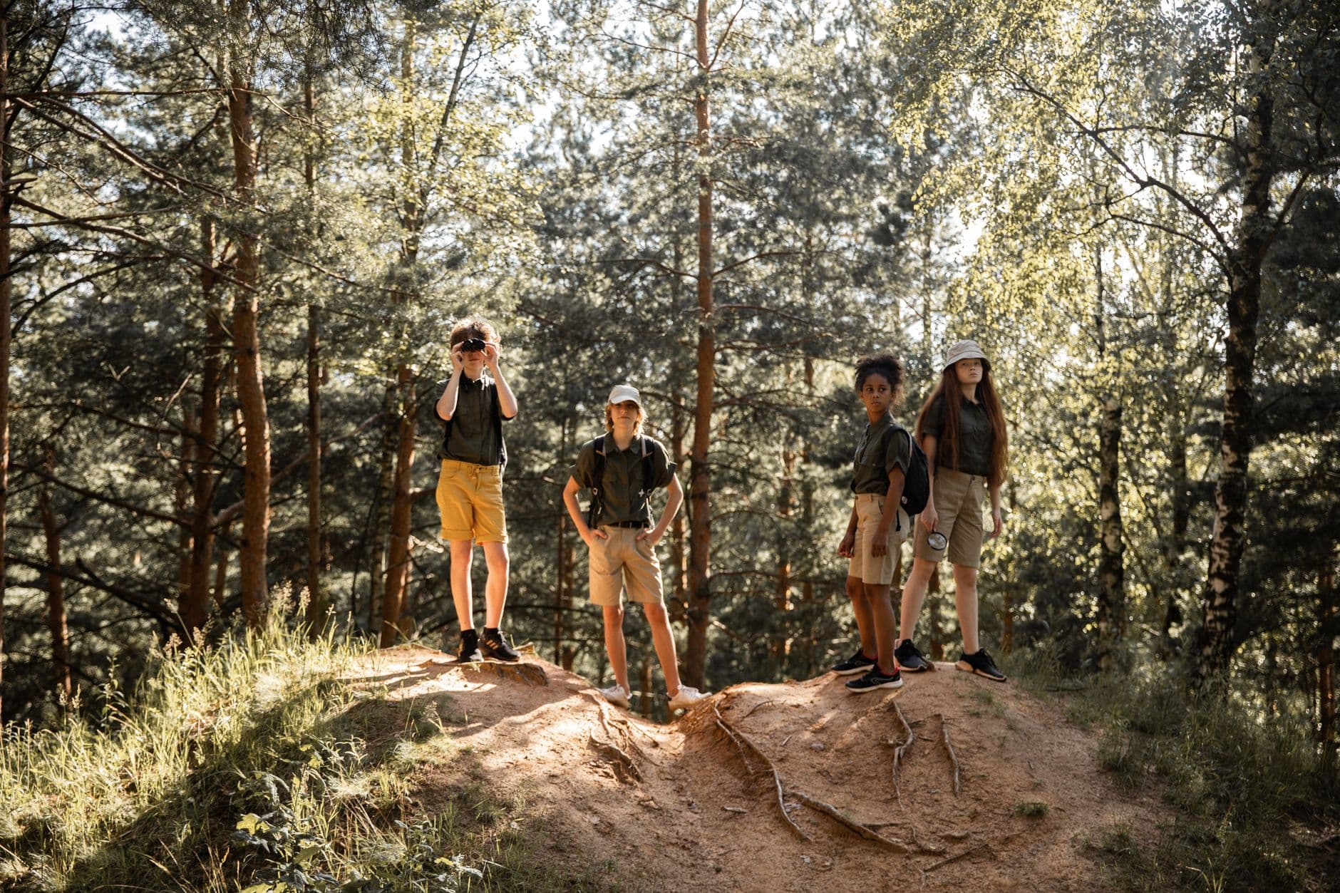 Campers exploring the outdoors together